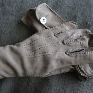 MEN'S VTG GRAY TOPSTITCHED SUEDE DEERSKIN GLOVES S